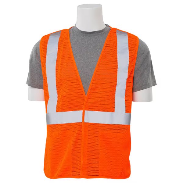 Safety Vest, Break Away, Mesh, Class 2, S320, Hi-Viz Orange, 4XL, Erb Safety, Mfr#: 61115
